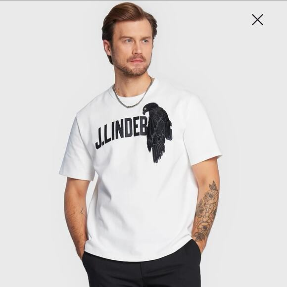 J. Lindeberg Camilo Short Sleeve Black Eagle Graphic Sweatshirt Tee Medium NEW - Picture 3 of 14